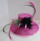 Church Derby Hat  Carriage Tea Party Wedding  Hot Pink w Black