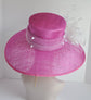 Hot Pink Sinamay Derby Hat: Wide Brim Wedding, Tea Party, Ascot
