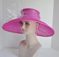 Hot Pink Sinamay Derby Hat: Wide Brim Wedding, Tea Party, Ascot
