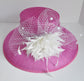 Hot Pink Sinamay Derby Hat: Wide Brim Wedding, Tea Party, Ascot