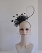 Kentucky Derby Feather Floral Sinamay Headband Fascinator  Hat Black