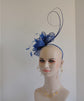 Kentucky Derby Feather Floral Sinamay Headband Fascinator Hat Cocktail Blue