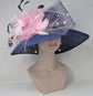 Navy Blue Kentucky Derby Hat: Feather Flower Tea Party Hat