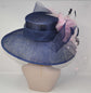 Navy Blue Derby Hat: Feather Flower Tea Party Hat