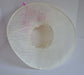 Ivory Kentucky Derby Hat: Wide Brim Sinamay with Pink Feather Flower