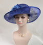 Royal Blue Sinamay Kentucky Derby Hat: Wide Brim Wedding Church Hat