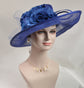 Royal Blue Sinamay Kentucky Derby Hat: Wide Brim Wedding Church Hat