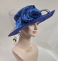 Royal Blue Sinamay Derby Hat: Wide Brim Wedding Church Hat