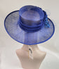 Royal Blue Sinamay Derby Hat: Wide Brim Wedding Church Hat