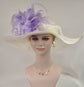 Off White /Ivory w lavender Feather Flower Kentucky Derby Church Hat, Wedding Hat, Easter Hat, Tea Party Hat