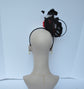 Red Silk Flower with black  Sinamay Fascinator Hat bridal hat, royal ascot hat, kentucky derby hat, races hat