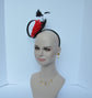 Red Silk Flower with black  Sinamay Fascinator Hat bridal hat, royal ascot hat, kentucky derby hat, races hat