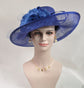 Royal Blue Sinamay Kentucky Derby Hat: Wide Brim Wedding Church Hat