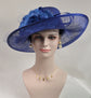 Royal Blue Sinamay Kentucky Derby Hat: Wide Brim Wedding Church Hat