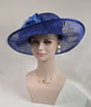 Royal Blue Sinamay Derby Hat: Wide Brim Wedding Church Hat