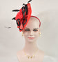 Red Silk Flower with  Sinamay Fascinator Hat bridal hat, royal ascot hat, kentucky derby hat, races hat