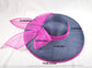 White & Hot Pink Wide Brim Sinamay hat For Easter Day; Kentucky Derby Party;Ascort Royal Party, Tea Garden wedding Party,Mother of the Bride