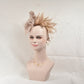 Champagne Silk Flower Fascinator Hat: Goose & Rooster Feathers