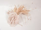 Champagne Silk Flower Fascinator Hat: Goose & Rooster Feathers