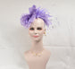 Lavender Silk Flower with Goose and Rooster Feather Flowers Fascinator Hat  Made On A Same Color Headband