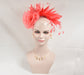 Coral Pink Silk Flower Fascinator Hat: Goose & Rooster Feathers Headband