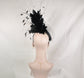 Black Sinamay Fascinator Hat: Jumbo Silk Flower & Feather Headband