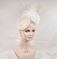 White Sinamay Fascinator Hat: Jumbo Silk Flower & Feather Headband