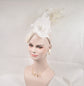White Sinamay Fascinator Hat: Jumbo Silk Flower & Feather Headband