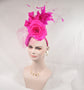 Hot Pink Sinamay Fascinator Hat: Jumbo Silk Flower & Feather Headband