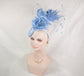 Powder Blue Sinamay Fascinator Hat: Silk Flower & Feather Headband