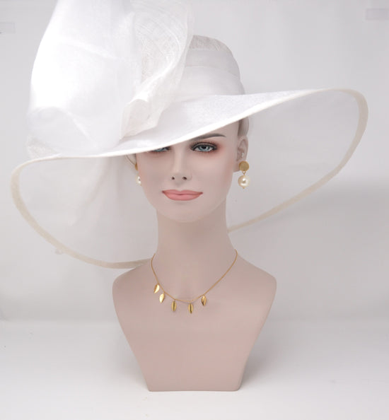 White Sinamay Kentucky Derby Hat: Wide Brim Royal Ascot Hat
