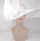 White Wide Brim Kentucky Derby Hat,Ascot Hat for Wedding & Tea Party, Garden Party Hat, Mother of the Bride, Church