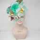 Butterfly Feather Fascinator: Turquoise Floral Headband for Kentucky Derby