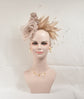 Champagne Silk Flower Fascinator Hat: Goose & Rooster Feathers