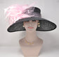 Black Sinamay Kentucky Derby Hat: Pink Feather Wedding Tea Party Hat