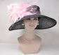 Black Sinamay Kentucky Derby Hat: Pink Feather Wedding Tea Party Hat