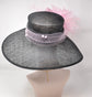 Black Sinamay Kentucky Derby Hat: Pink Feather Wedding Tea Party Hat