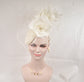 Ivory Sinamay Fascinator Hat with Silk Flower & Feathers