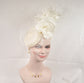 Ivory Sinamay Fascinator Hat with Silk Flower & Feathers