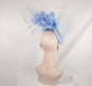 Powder Blue Sinamay Fascinator Hat: Silk Flower & Feather Headband