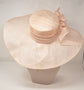Peach Sinamay Derby Hat: Feather Flower Wedding Church Hat
