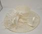 Ivory Sinamay Wide Brim Hat: Feather Flower Derby Ascot