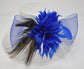 Church Kentucky Derby HatCarriage Tea Party Wedding Wide Brim  Royal Ascot Hat in Solid Sinamay Hat White w Royal Blue