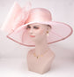 Blush Pink Derby Hat: Sinamay & Organza Wide Brim Ascot Hat