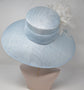 Powder Blue Ivory Feather Flower Wide Brim Kentucky Derby Hat,Ascot Hat for Wedding Tea Party, Garden Party Hat, Mother of the Bride, Church