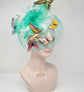 Butterfly Feather Fascinator: Turquoise Floral Headband for Kentucky Derby
