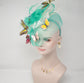 Butterfly Feather Fascinator: Turquoise Floral Headband for Kentucky Derby