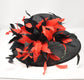Black Red Goose Flowers Wide Brim Kentucky Derby Hat, Ascot Hat for Wedding Tea Party, Garden Party Hat, Mother of the Bride, Church