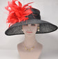 Sinamay Kentucky Derby Hat: Black Wide Brim with Red Flowers