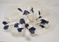 White w Navy Blue  Feather Flower Kentucky Derby Hat, Church Hat, Wedding Hat, Easter Hat, Tea Party Hat Wide Brim  Sinamay  Hat